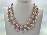 Z10625 8”~31" 16mm Champagne Plum Blossom Pearl Necklace celet