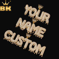 THE BLING KING Crowned Drip Letter Pendant Customzie Bubble Initial Letters Combination Gold Color Words Name OEM LINK