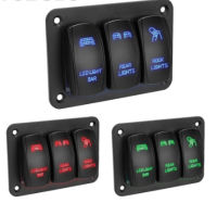 0【；‘12v / 24v 3 กลุ่ม Rocker Switch แผงควบคุมสวิตช์สลับไฟ LED สำหรับรถยนต์ทางทะเล