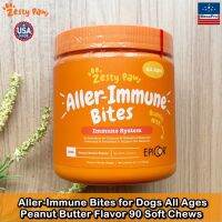 Zesty Paws® Aller-Immune Bites for Dogs All Ages, Peanut Butter Flavor 90 Soft Chews อาหารเสริมสำหรับสุนัข