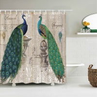 Peacocks Shower Curtains Chinese Birds Feather Bathroom Curtains 3d Retro Flower Waterproof Polyester Bath Screen With Hooks