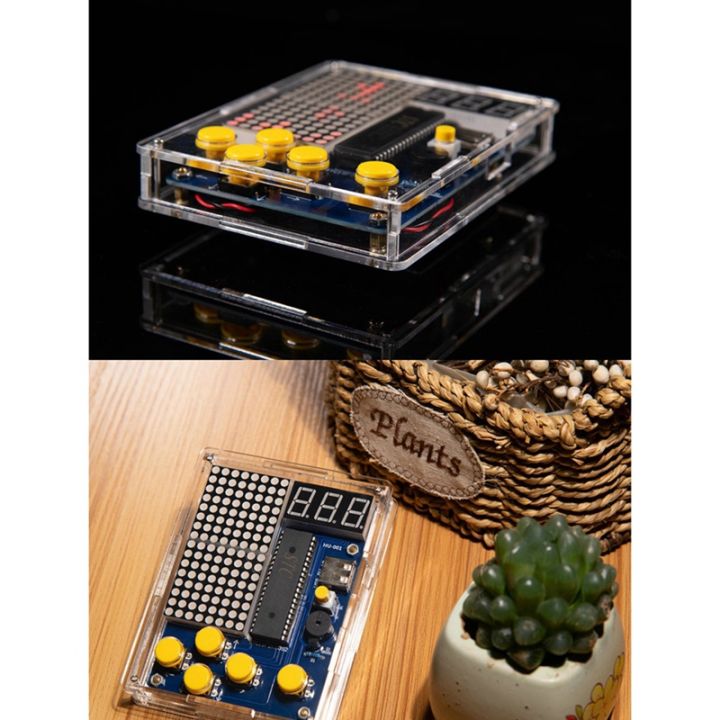 1set-diy-game-kit-diy-electronic-soldering-welding-tranning-set-snake-plane-pixel-game-console-making-kit-electronic-soldering-kits-with-acrylic-case