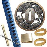 A Set Plant Theme Japanese Sword Guard for Katana Wakizashi Tanto Accessory Alloy Tsuba Menuki Fuchi Kashira Handle Habaki Seppa