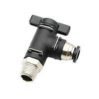 Fit 4 6 8 10 12mm OD Tube x 1/8 1/4 3/8 1/2 BSP Male Elbow 90 Degree Black Plastic Brass Handle Ball Valve Air Pneumatic