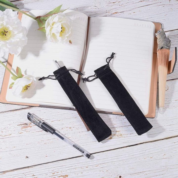 200-pcs-black-velvet-pen-pouch-sleeve-holder-single-pen-bag-case-pencil-bag