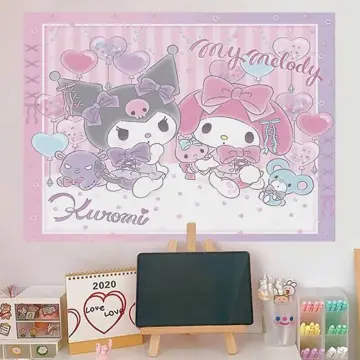 Sanrio Hello Kitty Poster Black Cartoon Poster Wall Art Sticky Poster