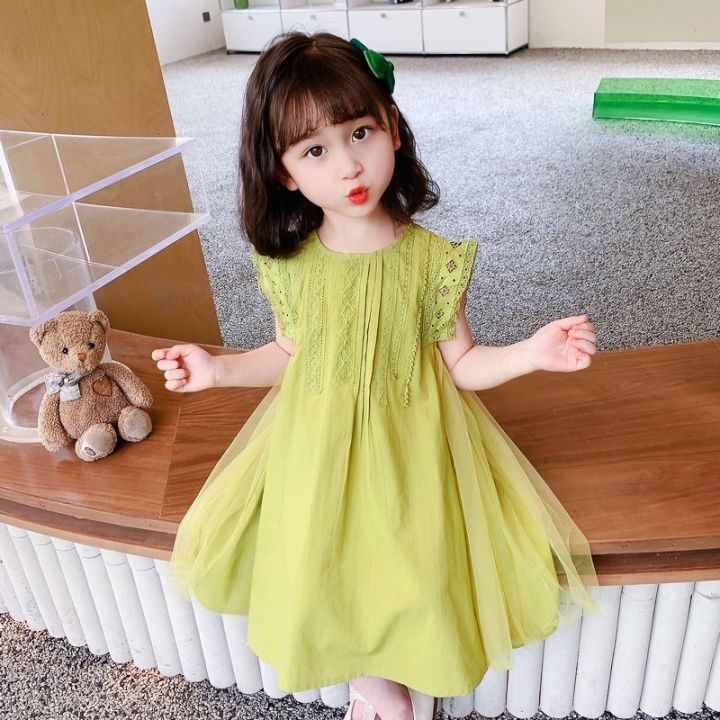 girls-dress-new-children-summer-2023-sleeveless-pure-color-female-baby-princess