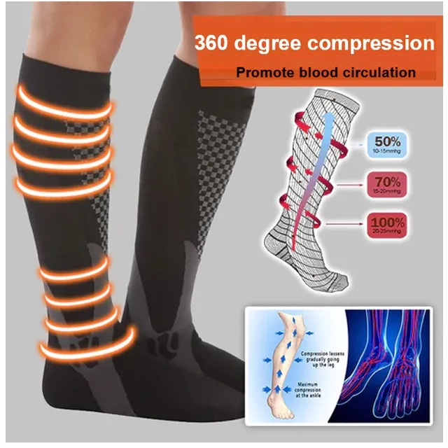 Sunrichh Men Women Compression Socks Knee High Fit for Sports Varicose