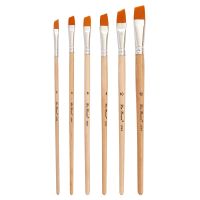 【cw】 6 pcs New pole gouache brushes Oblique peak acrylic brush sets yellow nylon hair watercolor colorful painting art ！