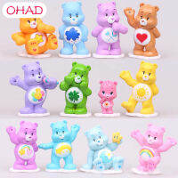 12ชิ้น Carebears ของเล่นที่มีสีสันสัตว์หมีตัวละครของเล่นพลาสติกขนาดเล็กของเล่นชุดเค้ก T Oppers พลาสติกขนาดเล็กของเล่นชุด