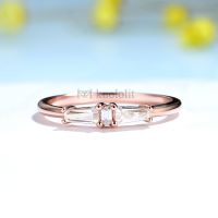 Kuololit Solid 18K 14K Rose Gold Moissanite Ring for Women Trapezoid Solitaire Matching Wedding Diamond Band for Engagement 2022