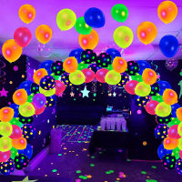 ลูกโป่งเรืองแสงลูกโป่งนีออน90ชิ้น12 ”Uv Neon Glow ลูกโป่งนำมาใช้ใหม่ Polka Dot Blacklight Reactive Fluorescent Party Balloons