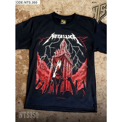 NTS 350 Metallica M Tower ROCK เสื้อยืด เสื้อวง เสื้อดำ สกรีนลายอย่างดี ผ้าหนานุ่ม ไม่หดไม่ย้วย NTS T SHIRT S -3XL