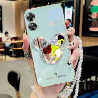 เคสโทรศัพท์สำหรับ OPPO A38 A58 Reno 8T 5G A17 A17K Reno 10Pro A98 A78 5G พร้อมกระจกและเชือกยาว