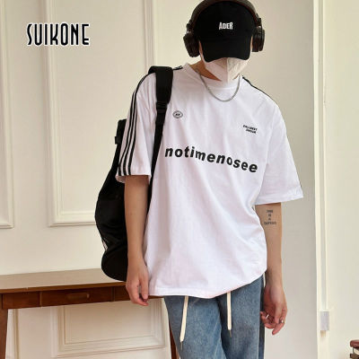 Suikone เสื้อยืดผ้าฝ้ายแขนสั้นวินเทจแฟชั่นลายหลวมฤดูร้อน