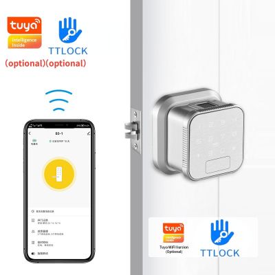 Tuya เครื่องลายนิ้วมือล็อคประตูอิเล็กทรอนิกส์อัจฉริยะล็อคพิมพ์ลายนิ้วมือ WIFI Ttlock บัตรรหัสผ่านกุญแจ NFC รีโมทแอปล็อคตายปลดล็อค