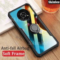 For Honor X9 X8 X7 Hard Case Clear Transparent Shockproof Handphone Casing for Honor X8 X7 X9 5G Car Magnetic Navigation Holder Ring Cover