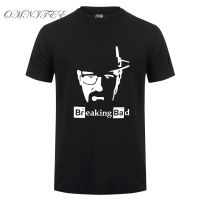 ผ้าฝ้าย 100%เสื้อ Breaking Bad Heisenberg Walter แขนสั้น สีขาว ดำS-3XL  O58U