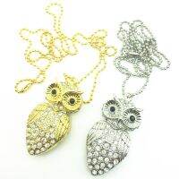 Wholsale USB Flash Drive Metal Diamond Owl Pendrive Nighthawk Pen Drive 8GB 16GB 32GB USB Stick Gift USB Key Chain Necklace