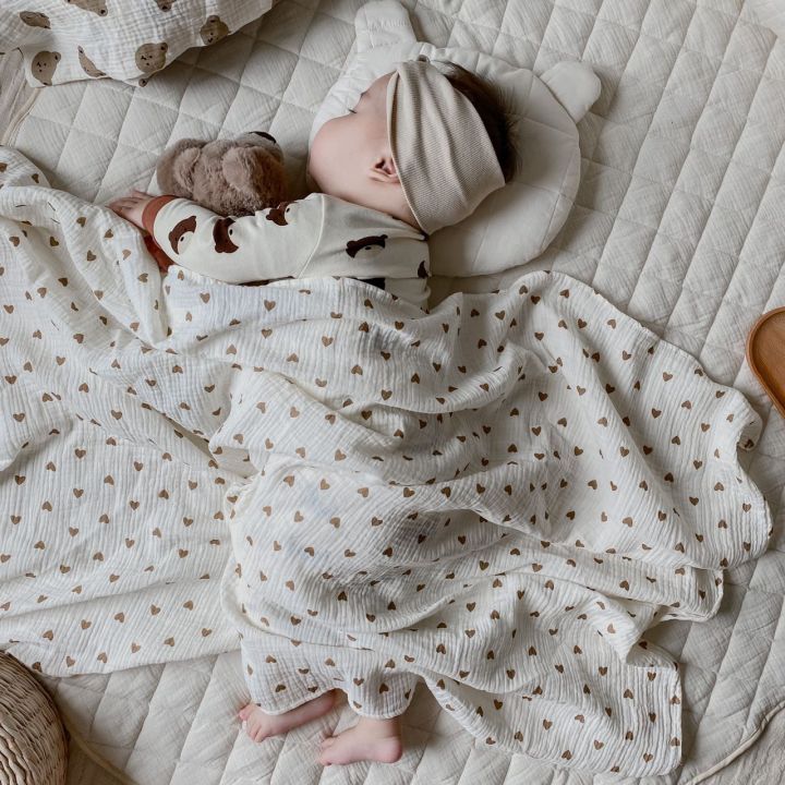 ผ้าห่มตาข่ายทารกแรกเกิดผ้าฝ้ายห่อผ้าห่มเด็กอนุบาลเครื่องปรับอากาศผ้าห่มพันผ้าห่ม