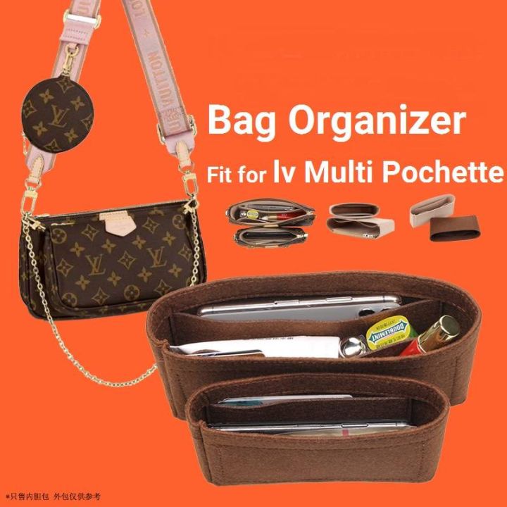 soft and light】Bag organizer insert fit for l v Multi Pochette multi pocket  organiser compartment storage zipper bag in bag inner bag