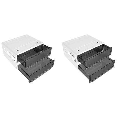 2X Under Desk Storage Drawer Slide Out, Hidden Self-Adhesive Organizer, Attachable Drawer Organizer with 2 Layers Black