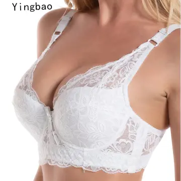 XiushirenFloral Lace Thin Mold Cup Bras Plus Size Women Embroidered  Underwear Half Cup Unlined Lenceria for Girls No Padding Bra 38 40 42 44 46 48  C cup bra