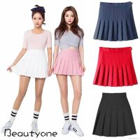 COD ✹❣ The Nonexistent Shop32dsgd0 Women High Waist Plain Skater Flared Pleated Short Mini Red Pink Skirt