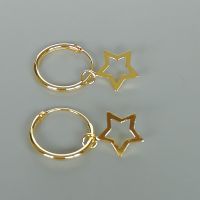 Gold crescent charm hoop | Gold plated hoops | 12 mm celestial hoops | Silver jewelry | Gold ear hoop | E826