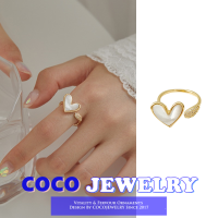 COCOJEWELRY 2022ใหม่แหวนรูปหัวใจหญิงแฟชั่นบุคลิกภาพความรู้สึกระดับไฮเอนด์การออกแบบเฉพาะรักเปิดแหวนนิ้วชี้แหวน