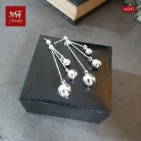 MT ต่างหูเงินแท้ แท่งยาว ประดับบอล 3ลูก แบบก้านเสียบ ติดหู Solid 925 Sterling Silver Earrings (se941) MT Jewelry มณีธารา