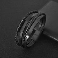 Jiayiqi Charm Leather Bracelet Men Hiphop Jewelry Stainless Steel Magnetic Clasp Mutilayer Male Cuff Wrap Bangle Christmas Gift