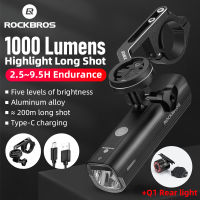 ROCKBROS Bike Front Light IPX6 Waterproof USB Rechargeable Bicycle Light 1000LM Cycling Headlight LED 4800mAh MTB Flashlight