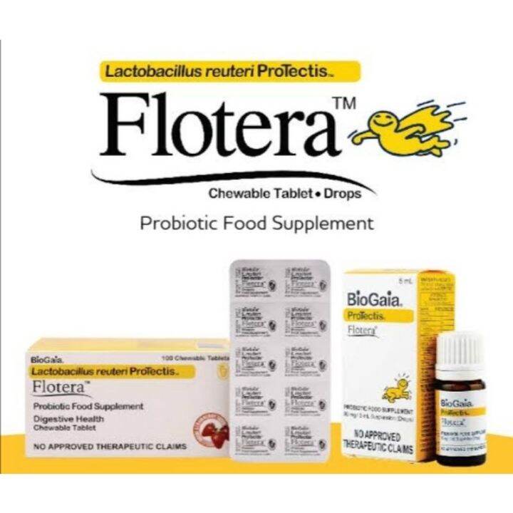 Flotera Probiotics Food Supplement Chewable Tablets And Oral Drops 