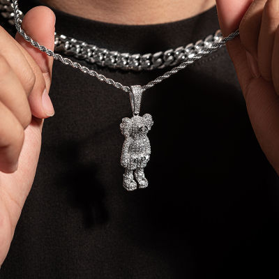 New Sesame Street Cartoon Doll Pendant Micro-inlaid Zircon Hip Hop Fashion Necklace Jewelry