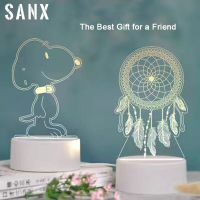 【Ready Stock】SANX Creative Lovely 3D Night Lights Acrylic Lamp Night Table Lamp LED Lampu meja Birthday Gift Home Decoration Meja Lampu for Night Ligh