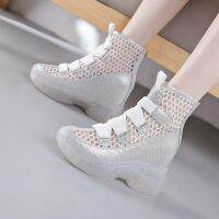 ℡✣☢  Jelly Sole Wedges Boots Women White Ankle Boot 2022 New Platform Punk Botas Mujer Summer Mesh Shoes Chunky Bottom Shoes Woman