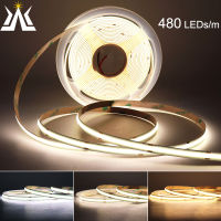 FOB COB LED Strip Light Tape 24V 12V 480 LEDs High Density Linear Dimmable Flexible Led Bar RA90 Red Ice Blue White Pink Color