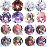 Game Genshin Impact 58mm Brooch Pin Shenhe Yun Jin Yae Miko Hu Tao Cosplay Badge Accessories Clothes Backpack Decoration Gifts Fashion Brooches Pins