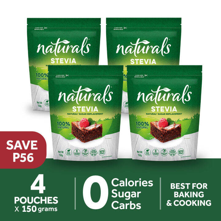 NATURALS STEVIA 4 packs x 150g, 100 Natural Zero Calorie Sweetener