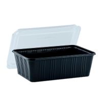 เอโร่ กล่องอาหารพลาสติกพีพีสีดำ พร้อมฝา 750 มล. x 25 ชุด / aro PP Black Food Box with Lid 750 ml x 25 Sets