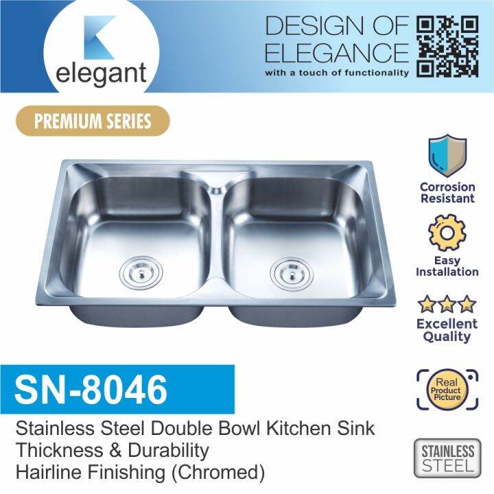 Sinor Sn 8046 Stainless Steel Double Bowl Kitchen Sink Restaurant Kitchen Sink Double Stainless 5505