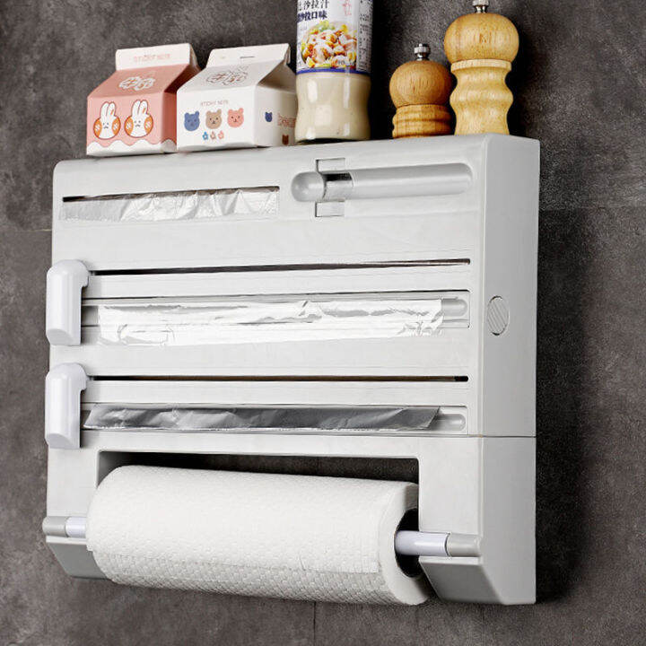 FULIMEI】Multifunctional 6 In 1 Clingfilm Storage Rack Clingfilm Cutter Tin Foil Kitchen Paper Garbage Bag Storage Rack Cutter Kitchen Storage Rack Perforation-Free Wall-Mounted | Lazada.vn Fulimei】Multifunctional 6 In 1 Clingfilm Storage Rack Clingfilm Cutter Tin Foil Kitchen Paper Garbage Bag Storage Rack Cutter Kitchen Storage Rack Perforation-Free Wall-Mounted | Lazada.Vn