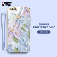 VRQR เคสโทรศัพท์สำหรับ Xiaomi Mi A1 5X 2017ภาพสีน้ำมันสไตล์ภาพวาดดอกไม้กรอบเคสนิ่มเคลือบอิเล็คโทรเพลทเรียบมีฟรีสายคล้อง