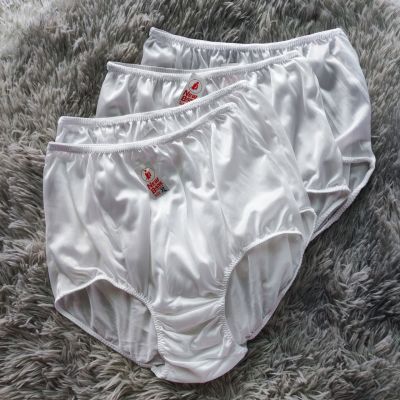 กางเกงในผู้หญิง/ผู้ชาย ไซส์ใหญ่ เต็มตัว XL สีขาว แพ็ค4ตัว ผ้าไนล่อน ราคาโรงงาน  เอว 36-42 นิ้ว แห้งเร็ว White Underwear Nylon Full briefs
