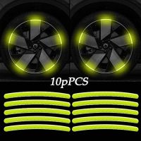 10pcs Car Hub Reflective Sticker Tire Rim Strips for Night Driving Motorcycle