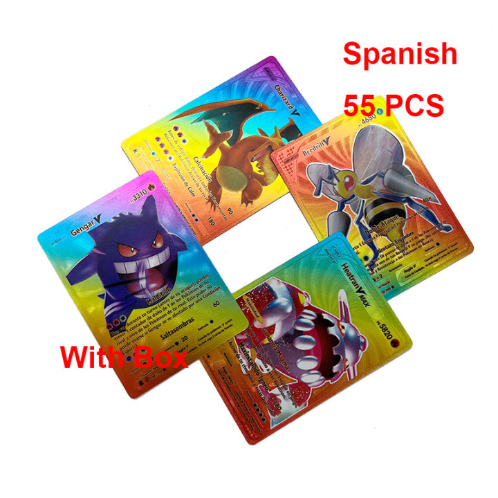 55pcs Original Pokemon Cards Pikachu English Spanish Vstar Basic Vmax Gx  Metal Gold Silver Black Game Collection Cards Toys Gift - Game Collection  Cards - AliExpress