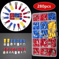 ขั้วต่อสายไฟหุ้มฉนวนคละ 280 ชิ้น Assorted Crimp Spade Terminal Insulated Electrical Wire Cable Connector Kit Set