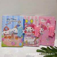 ✾✥♘ 2023 Sanrio Notebook Kawai Cinnamorroll Mymelody Kuromi Student Cartoon Password Lock Notebook Childrens Workbook Stationery