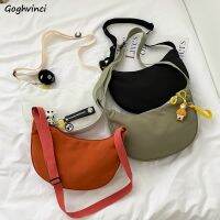 【Lanse store】Shoulder Bags Women Zipper New Chic Hobos Nylon Hipsters Crossbody Students Handbags High Street Shopping Kpop Underarm